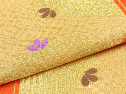 平和屋着物[]女の子　子供　全通柄袋帯　亀甲松葉文　金糸　逸品　DABE7478ma