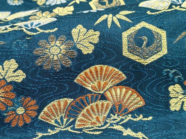 平和屋着物[]七五三　男の子　行灯袴・帯・懐剣・お守りセット　飛鶴花松文　金糸　DABE7496ma