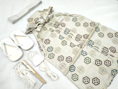 平和屋着物[]七五三　男の子　子供　行灯袴・帯・雪駄・小物セット　亀甲花文　金糸　DABE7500ma