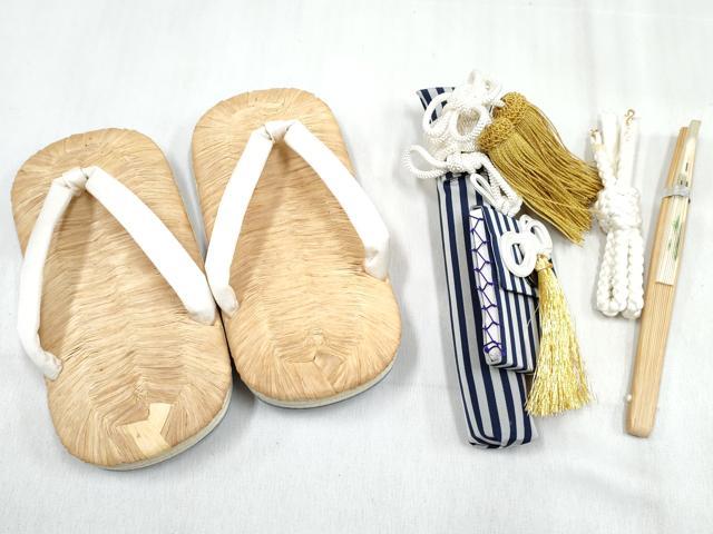 平和屋着物[]七五三　男の子　行灯袴・帯・草履・小物セット　縞　箱付き　逸品　DABE7502ma