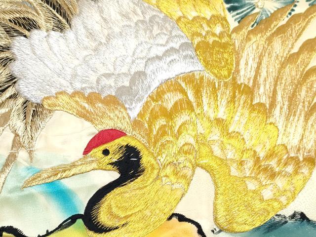 平和屋着物[]七五三　男の子　子供　羽織　刺繍　飛鶴松文　暈し染め　逸品　DABE7509ma