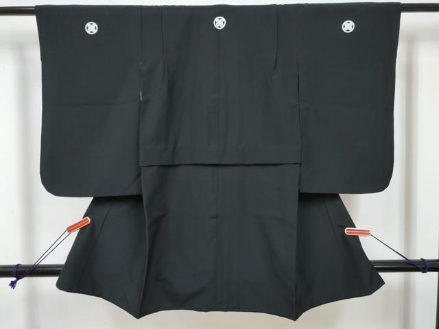 平和屋着物[]七五三　男の子　黒紋付・羽織・長襦袢(無双仕立て)セット　DABE7517ma