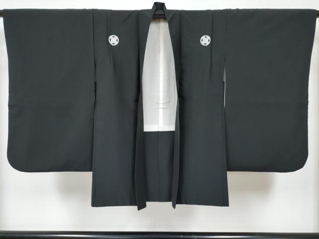 平和屋着物[]七五三　男の子　黒紋付・羽織・長襦袢(無双仕立て)セット　DABE7517ma