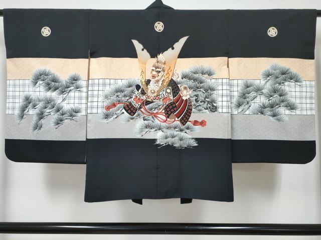 平和屋着物[]七五三　男の子　祝着・羽織・行灯袴セット　龍　兜　松文　金彩　DABE7518ma