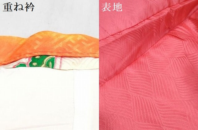 平和屋着物[]七五三　女の子　３歳　祝着　三つ身　長襦袢(無双仕立て・半衿刺繍)・被布セット　舞蝶文　金彩　逸品　DABE7519ma