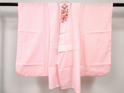 平和屋着物[]七五三　女の子　３歳　祝着　三つ身　長襦袢(無双仕立て・半衿刺繍)・被布セット　舞蝶文　金彩　逸品　DABE7519ma