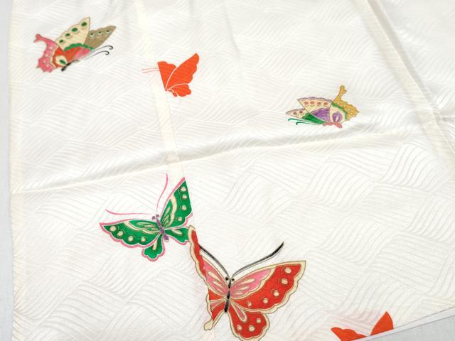 平和屋着物[]七五三　女の子　３歳　祝着　三つ身　長襦袢(無双仕立て・半衿刺繍)・被布セット　舞蝶文　金彩　逸品　DABE7519ma
