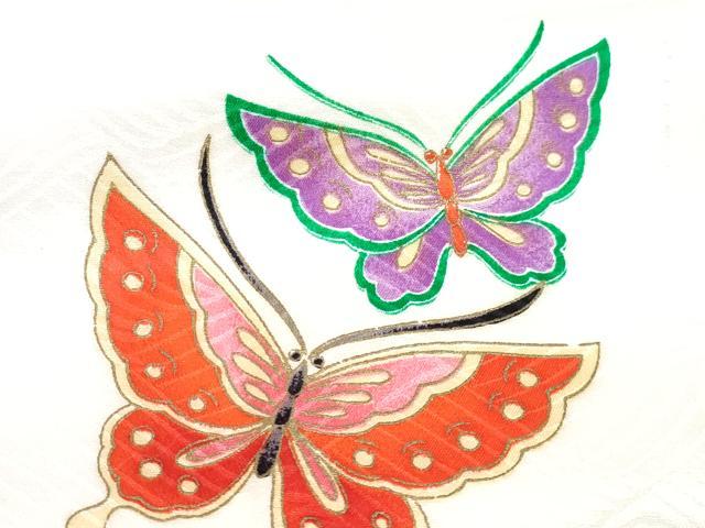 平和屋着物[]七五三　女の子　３歳　祝着　三つ身　長襦袢(無双仕立て・半衿刺繍)・被布セット　舞蝶文　金彩　逸品　DABE7519ma