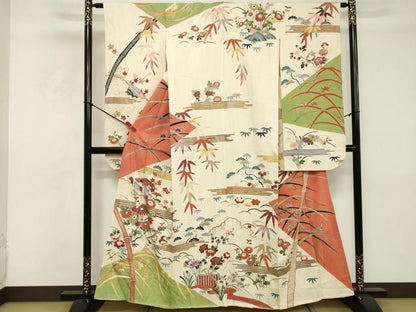 平和屋着物■豪華振袖　風景花文　松竹梅　金彩　大丸扱い　正絹　逸品　DABE7548cd