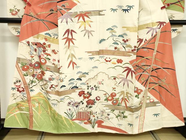 平和屋着物■豪華振袖　風景花文　松竹梅　金彩　大丸扱い　正絹　逸品　DABE7548cd