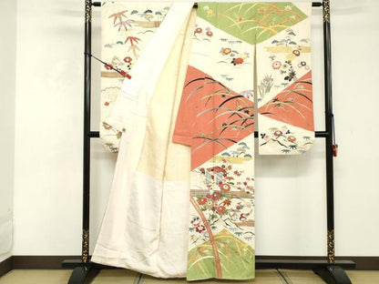 平和屋着物■豪華振袖　風景花文　松竹梅　金彩　大丸扱い　正絹　逸品　DABE7548cd