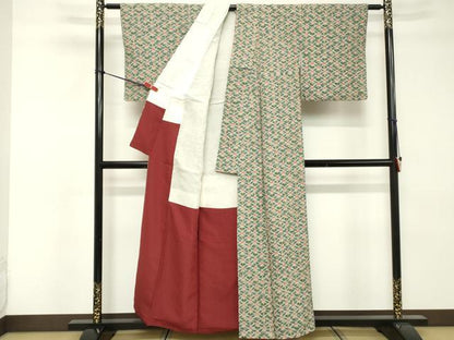 平和屋着物■上質な小紋　舞花文　正絹　逸品　DABE7619cd