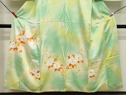 平和屋着物■訪問着　手描き　草花文　暈し染め　金彩　正絹　逸品　DABE7628cd