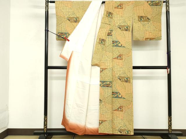 平和屋着物■上質な小紋　幾何学文　正絹　逸品　DABE7635cd