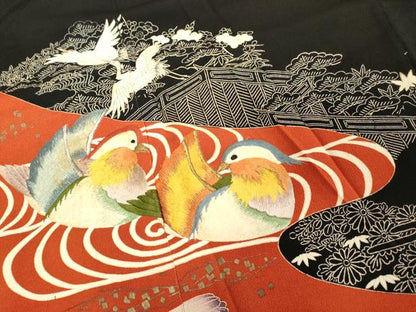 平和屋着物■豪華黒留袖　刺繍　流水に鴛鴦　正絹　逸品　DABE7641cd