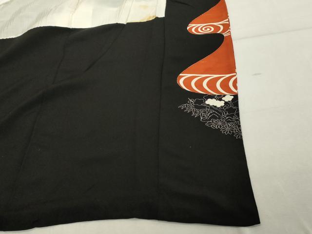 平和屋着物■豪華黒留袖　刺繍　流水に鴛鴦　正絹　逸品　DABE7641cd