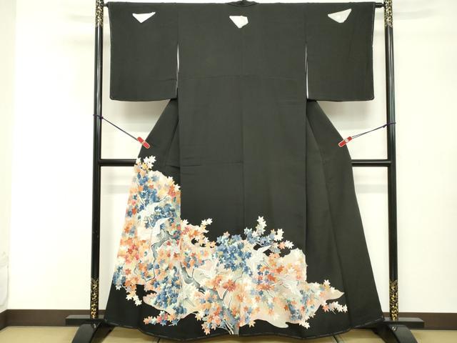 平和屋着物■豪華黒留袖　飛鶴文　正絹　逸品　未使用　DABE7647cd