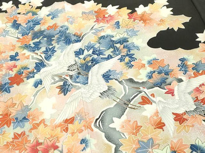 平和屋着物■豪華黒留袖　飛鶴文　正絹　逸品　未使用　DABE7647cd
