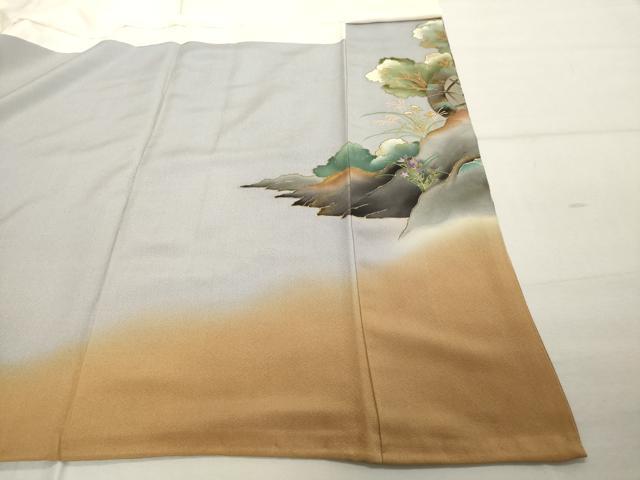 平和屋着物■豪華色留袖　手描き　駒刺繍　風景文　暈し染め　金彩　正絹　逸品　DABE7654cd