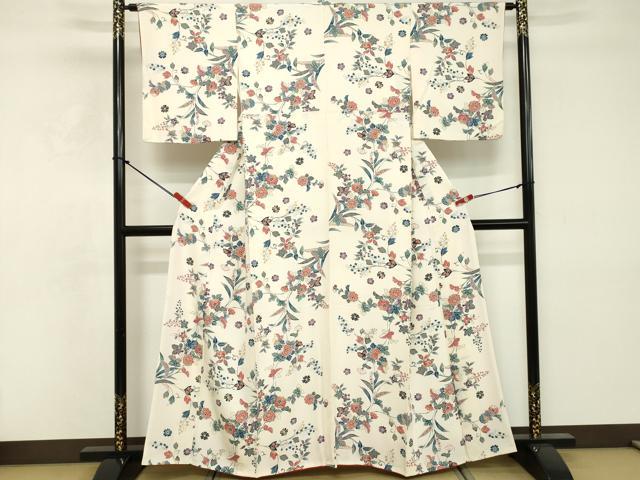 平和屋着物■上質な小紋　草花文　正絹　逸品　DABE7655cd