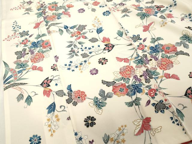 平和屋着物■上質な小紋　草花文　正絹　逸品　DABE7655cd