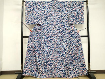 平和屋着物■上質な小紋　舞花文　正絹　逸品　DABE7656cd