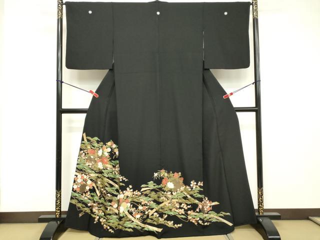 平和屋着物■豪華黒留袖　草花文　金彩　正絹　逸品　DABE7658cd