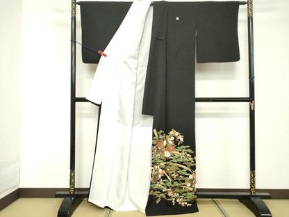 平和屋着物■豪華黒留袖　草花文　金彩　正絹　逸品　DABE7658cd