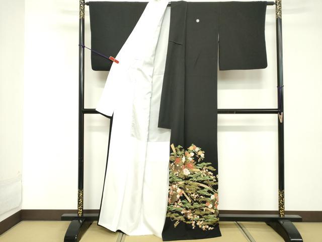 平和屋着物■豪華黒留袖　草花文　金彩　正絹　逸品　DABE7658cd