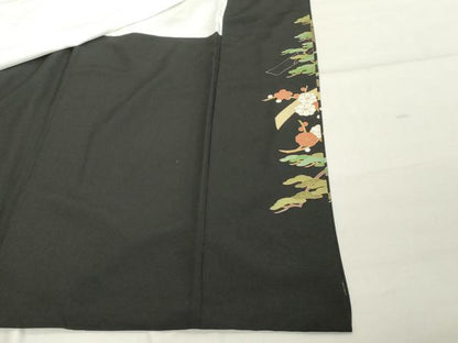 平和屋着物■豪華黒留袖　草花文　金彩　正絹　逸品　DABE7658cd