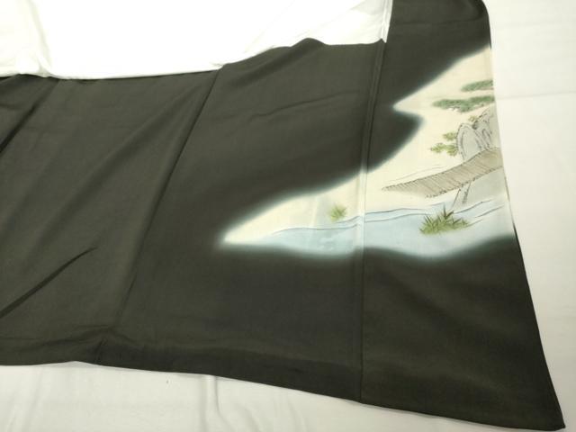 平和屋着物■豪華黒留袖　手描き　舟　暈し染め　正絹　逸品　DABE7659cd