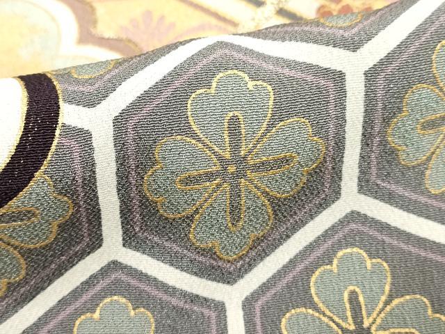 平和屋着物■豪華黒留袖　駒刺繍　扇面花文　金彩　正絹　逸品　DABE7661cd