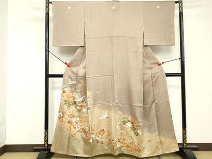 平和屋着物■豪華色留袖　飛鶴文　暈し染め　金彩　正絹　逸品　DABE7664cd