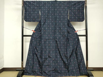 平和屋着物■上質な紬 舞花文 正絹 逸品 DABE7669cd