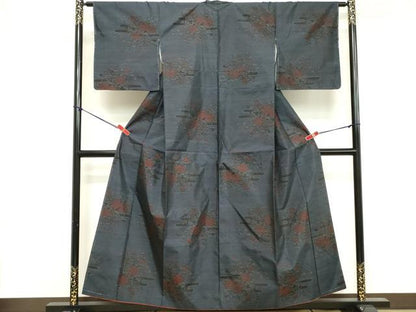 平和屋着物■本場大島紬 エ霞花文 大山謹製 証紙付き 正絹 逸品 DABE7689cd