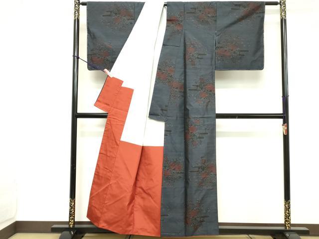 平和屋着物■本場大島紬 エ霞花文 大山謹製 証紙付き 正絹 逸品 DABE7689cd