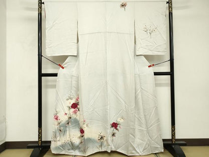 平和屋着物■訪問着 手描き 枝花文 暈し染め 正絹 逸品 DABE7699cd