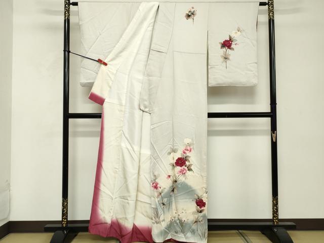 平和屋着物■訪問着 手描き 枝花文 暈し染め 正絹 逸品 DABE7699cd