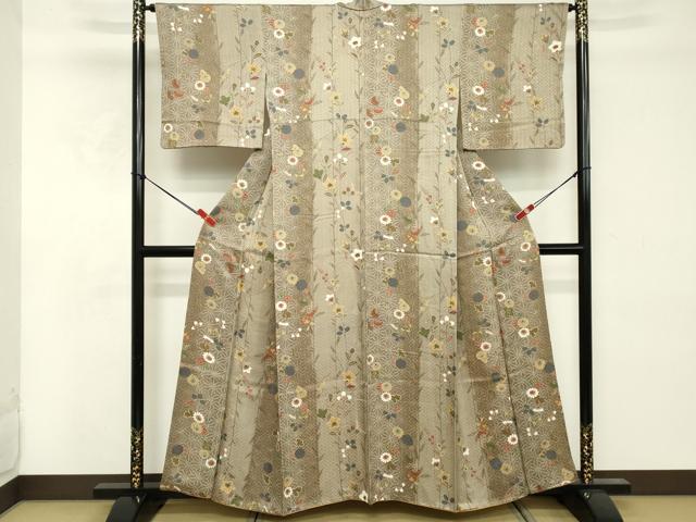 平和屋着物■上質な小紋 枝花文 金彩 正絹 逸品 DABE7701cd