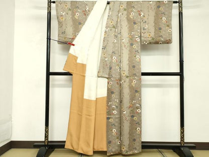 平和屋着物■上質な小紋 枝花文 金彩 正絹 逸品 DABE7701cd