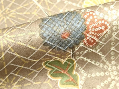 平和屋着物■上質な小紋 枝花文 金彩 正絹 逸品 DABE7701cd