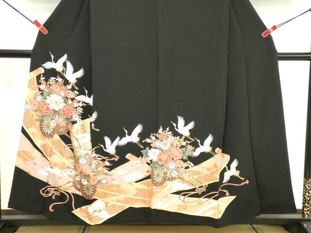 平和屋着物■豪華黒留袖 駒刺繍 花車文 金彩 正絹 逸品 DABE7705cd