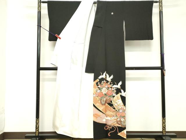 平和屋着物■豪華黒留袖 駒刺繍 花車文 金彩 正絹 逸品 DABE7705cd