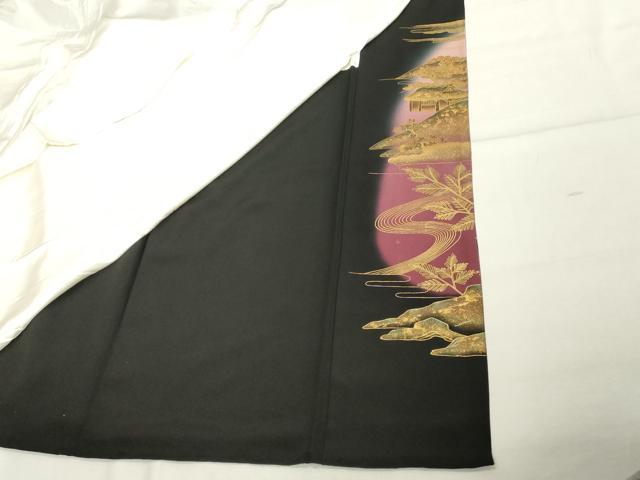 平和屋着物■豪華黒留袖 流水風景文 暈し染め 金彩 正絹 逸品 DABE7707cd