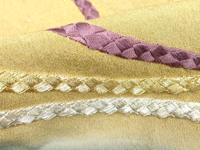 平和屋着物■豪華黒留袖 刺繍 飛鶴丸文 暈し染め 金彩 正絹 逸品 DABE7708cd