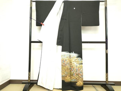平和屋着物■豪華黒留袖 作家物 手描き 人物風景文 暈し染め 金彩 正絹 逸品 DABE7709cd