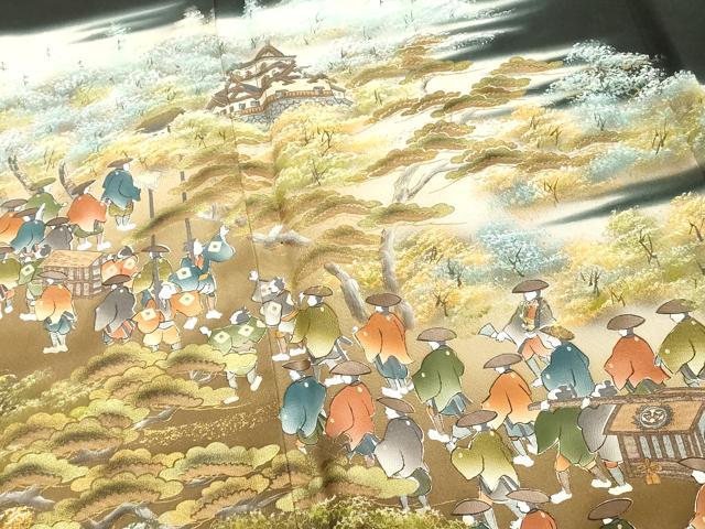 平和屋着物■豪華黒留袖 作家物 手描き 人物風景文 暈し染め 金彩 正絹 逸品 DABE7709cd