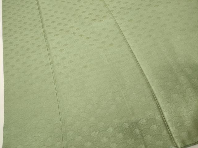 平和屋着物■上質な色無地 扇面地紋 若葉色 高島屋扱い 正絹 逸品 DABE7716cd
