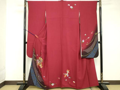 平和屋着物■豪華振袖 駒刺繍 御所車花文 暈し染め 金糸 正絹 逸品 DABE7725cd