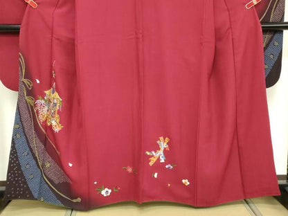 平和屋着物■豪華振袖 駒刺繍 御所車花文 暈し染め 金糸 正絹 逸品 DABE7725cd
